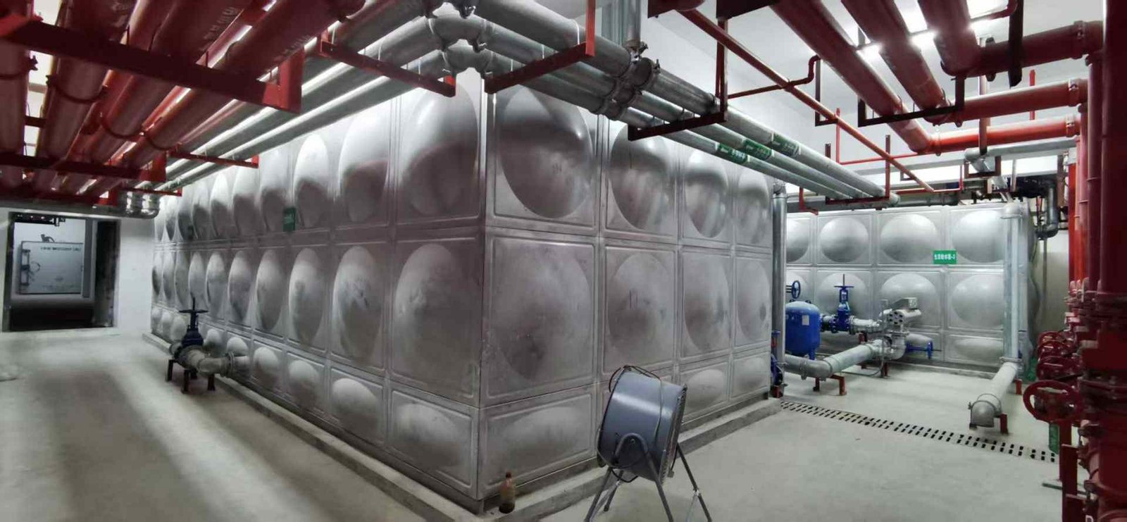 Stainless steel tanks in modern industrial facility